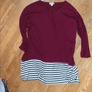 Flowy maroon and striped long sleeve
